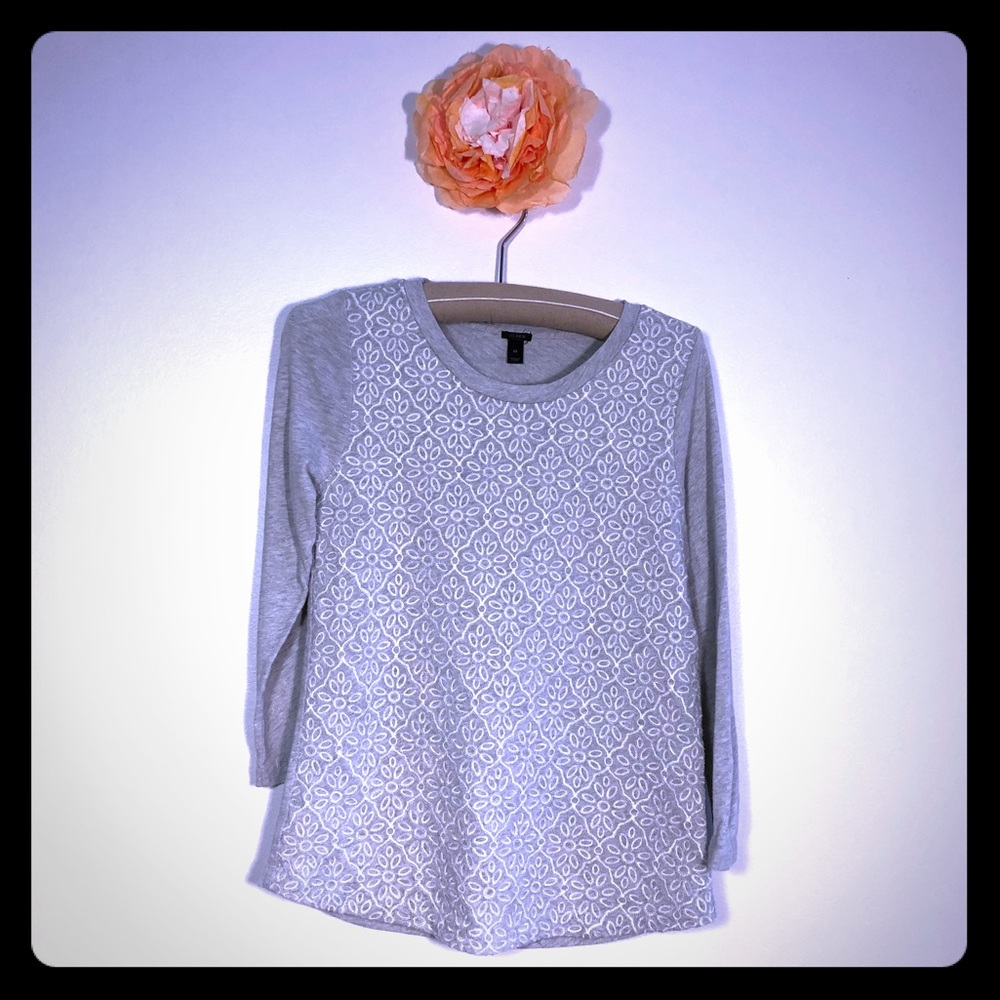 j. Crew Embroidered 3/4 Length Sleeve XS